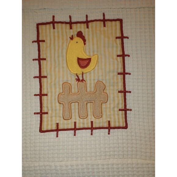 Vintage Handmade Baby Blanket Quilt Farm Animals, Unisex, 53" X 41" Patch, Stamp - Picture 4 of 12